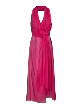 Fuchsia silk chiffon wrap top