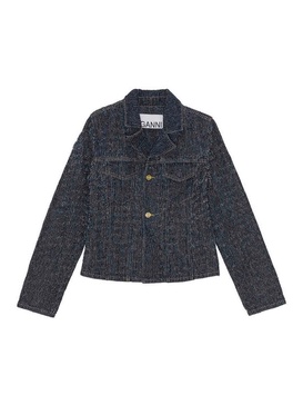 Fluffy Denim Fitted Blazer