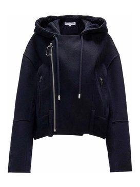 Hooded Biker Wool Jacket