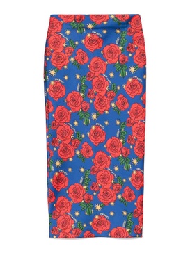 Mix-Print Midi Skirt