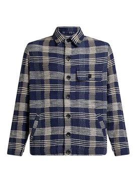 Navy Blue Cotton And Linen Knit Overshirt