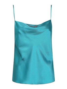 Green silk blend satin top