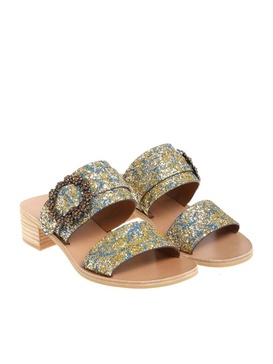 Leather glitter sandals