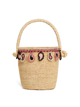 Paisley rafiaa basket bag