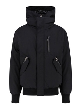 Padded nylon jacket with leather details