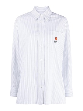 Embroidered-logo pinstripe shirt