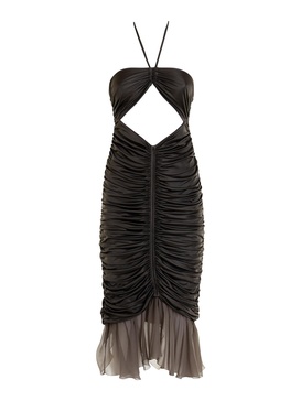 Green silk dress