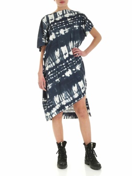 Palm dress in blue and white