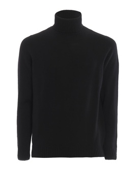Black merino wool turtleneck sweater