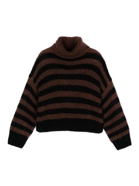 Wool Striped Turtleneck Sweater