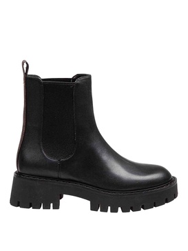 Asher Flat Ankle Boot In Black Leather