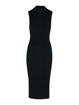 Ribbed Dress In Black Viscose Blend