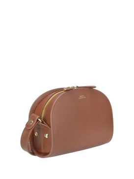 Brown leather half-moon bag