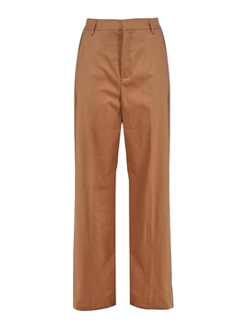 High-waisted cotton trousers