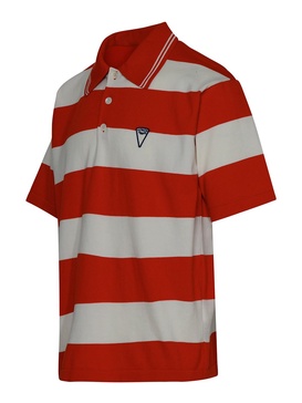 Orange striped cotton polo shirt
