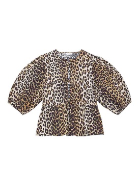Printed Cotton Poplin Peplum Blouse