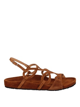 Flat open sandal with decorated bands