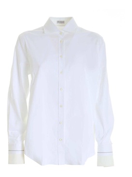 Mini beads on the cuffs shirt in white