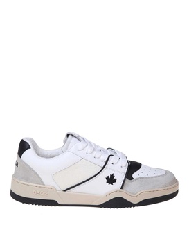 black and white leather and suede sneakers