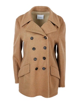 Wool and cashmere double-breasted coat