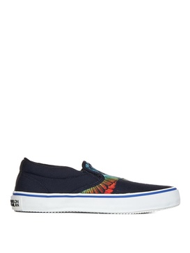 Black cotton canvas slip-on sneakers