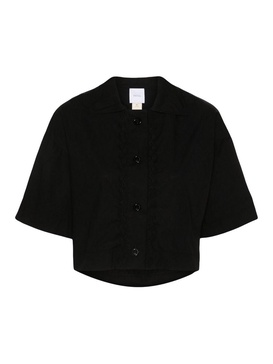 Wave-Applique Cropped Shirt