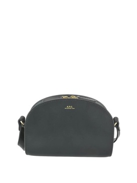 Black leather half-moon bag