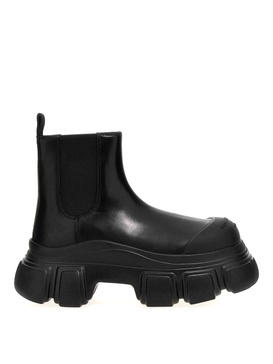 Leather platform ankle boots