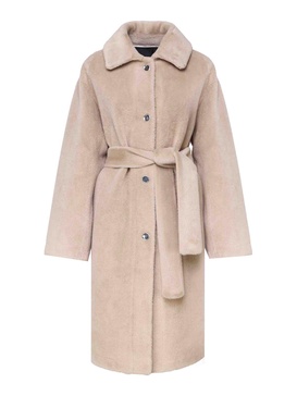 Faux Fur With Sash Belt At The Waist