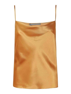 Beige silk blend satin top