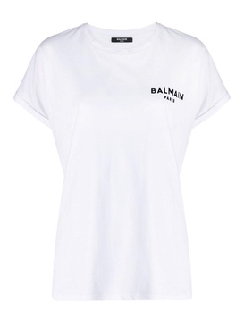 White flocked-logo organic-cotton t-shirt