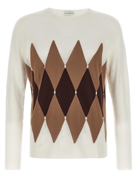 Argyle Sweaters And Cardigans White