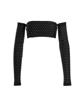 Crystal Cropped Top Tops Black