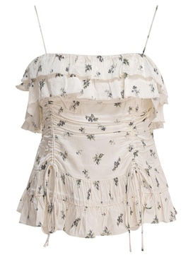 Printed Satin Slip Top Tops White