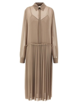 Pleated Midi Dresses Beige