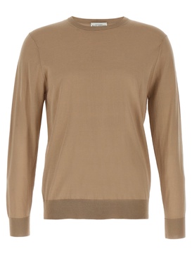 R Neck Sweaters And Cardigans Beige