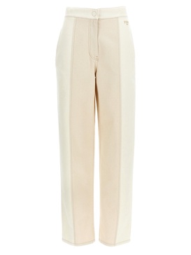 Two-Tone Denim Jeans White