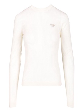 Slim Fit Ribbed Sweater Knitwear White