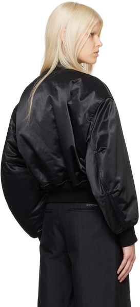 Black satin blend bomber