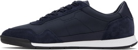 Navy Mixed-Material Lace-Up Sneakers