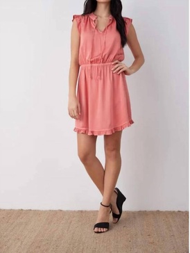 ruffle sleeve tencel mini dress in blossom pink