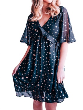 over the moon shift dress in black