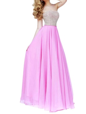 strapless maxi dress in pink