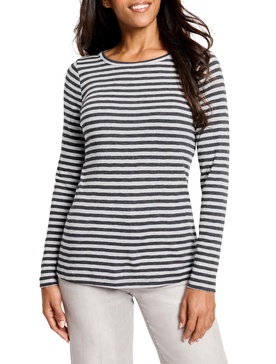 NIC+ZOE Women's Striped Bracelet Sleeve Boat Tee