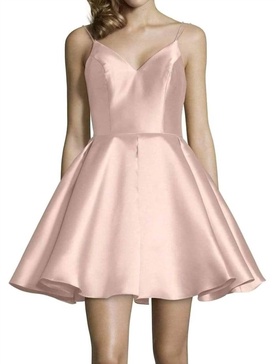 double beaded strap mikado prom dress in rosewater