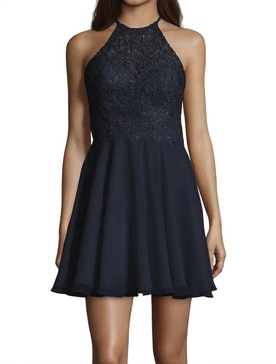 halter chiffon skirt mini dress in black plum