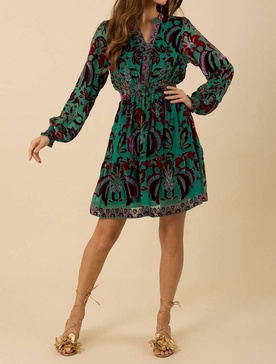alexa velvet burnout mini dress in emerald green