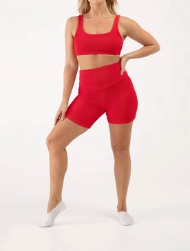 women's high waisted 5” biker shorts in crimson
