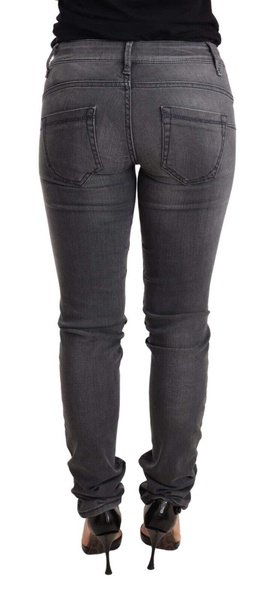 Acht Gray Washed Cotton Slim Fit Low Waist  Denim Trouser Jeans