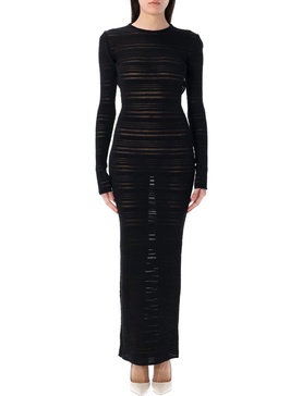 Andreādamo Striped Sheer Knit Long Dress